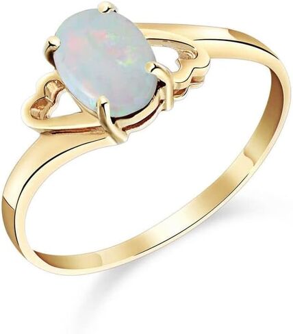 Galaxy Gold GG 14K Solid Yellow Gold Ring With Oval Shape Natural Opal GRADE AAA in Saudi Arabia