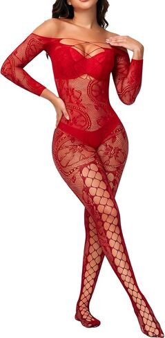 Women Fishnet Bodystocking Sexy Badydoll Bodysuit Soft Nightwear Lingerie One Piece in Saudi Arabia
