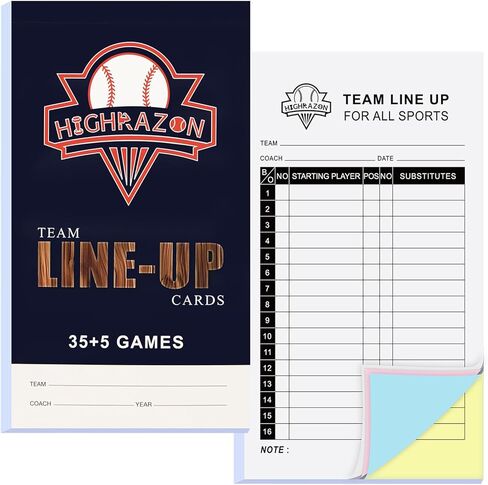 Baseball/Softball Lineup Cards (30 Games) with 16 Player Roster Lineup Sheet (4-Part Carbon Copies), Scorebook Roster Sheet Comprehensive Kit for Baseball Practice, for Baseball Coach Gift in Saudi Arabia