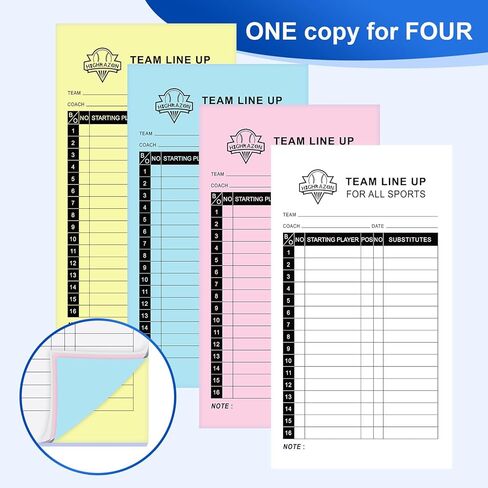 Baseball/Softball Lineup Cards (30 Games) with 16 Player Roster Lineup Sheet (4-Part Carbon Copies), Scorebook Roster Sheet Comprehensive Kit for Baseball Practice, for Baseball Coach Gift in Saudi Arabia