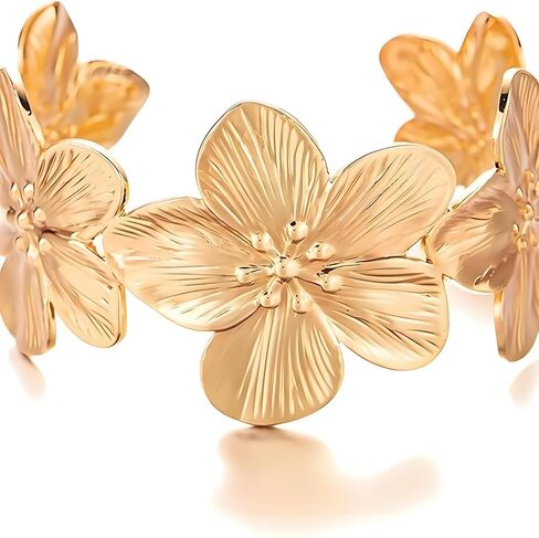 Gold Cuff Bracelets for women,Vintage Gold Flower Butterfly Bracelet Trendy Boho Wide Open Cuff Bangles Bracelets Chunky Gold Statement Bangle Jewelry in Saudi Arabia