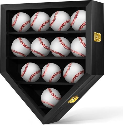 Baseball Display Case Large, Baseball Holder Shadow Box for 12 Baseball Display, HD Acrylic Front UV Protection,Wooden Frame for Collecting Autographed Balls Exquisite Souvenirs in Saudi Arabia