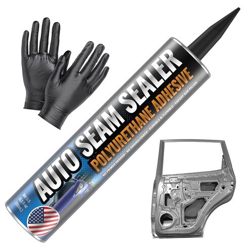 Professional Automotive Seam Sealer, Paintable Quick-Set Polyurethane Auto Body Seam Sealer for Metal Surfaces of Cars, Trucks, Etc, includes Gloves & Tip - White RV Roof Sealant in Kuwait