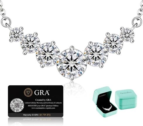 Moissanite Necklace for Women, 2.8–4.5 Carat Lab Created Diamond Pendant, Anniversary or Wedding Necklace for Wife, Elegant Sterling Silver Gift for Her, Birthday or Christmas Jewelry in Saudi Arabia