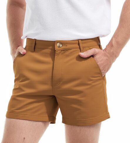 AIMPACT Men's Chino Shorts Slim-fit 5" Flat Front Elastic Waistband Stretch Casual Shorts in Saudi Arabia