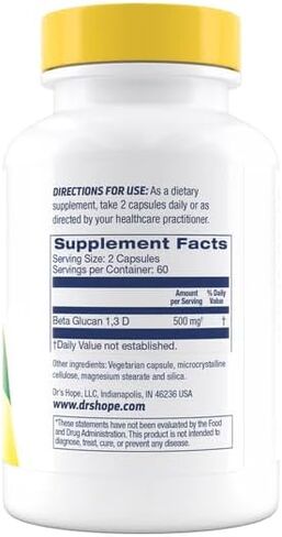 Beta 1،3d Glucan 100mg 60 Capsules ، ملحق دعم المناعة Beta Glucan يعزز مستويات الطاقة الصحية ، وزيادة التمثيل الغذائي ودعم الجهاز المناعي الجيد ، المصنوع في الولايات المتحدة الأمريكية in Kuwait