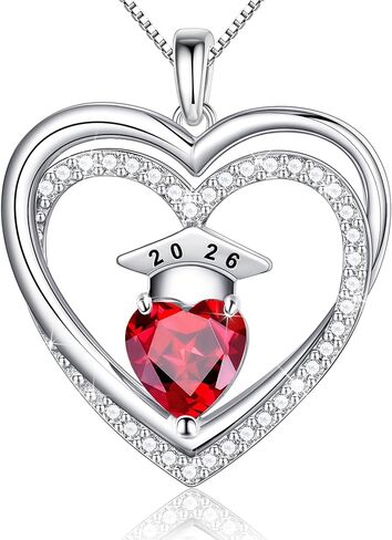 Ritach Graduation Gifts for Her 2025 - S925 Sterling Silver Class of 2025 Grad Cap Necklace Heart Birthstone Necklace College High School Graduation Gifts for Her in Saudi Arabia