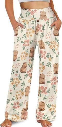 Biyejit Womens High Waisted Wide Leg Pants with Pockets Buttery Soft Yoga Lounge Pant Comfy Casual Sweatpants Pajamas Pants in Saudi Arabia