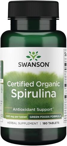 Swanson Certified Organic Spirulina 500 Milligrams 180 Tabs in Kuwait