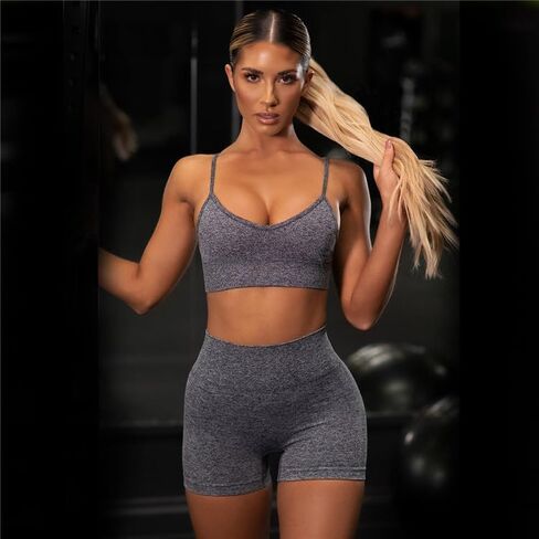 2 Piece Workout Sets for Women Sports Bras and High Waisted Leggings Yoga Outfits Set for Women in Saudi Arabia