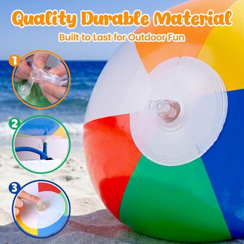 FUTUREPLUSX 2PCS Large Beach Balls, Inflatable Pool Balls 42" PVC Beach Balls Classic Rainbow Colors for Kids Summer Pool Beach Party in Saudi Arabia