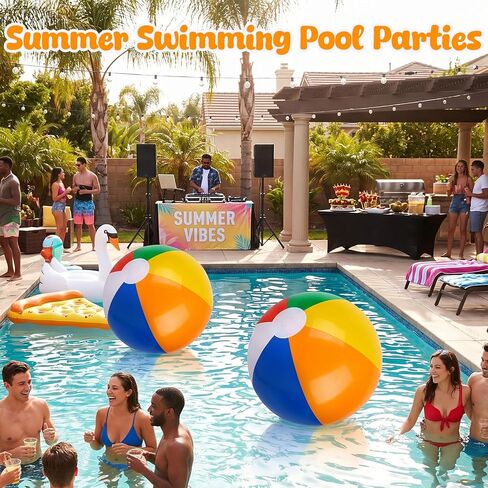 FUTUREPLUSX 2PCS Large Beach Balls, Inflatable Pool Balls 42" PVC Beach Balls Classic Rainbow Colors for Kids Summer Pool Beach Party in Saudi Arabia