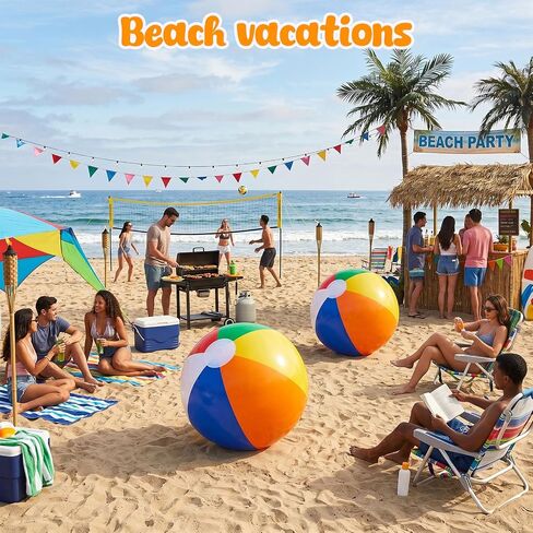FUTUREPLUSX 2PCS Large Beach Balls, Inflatable Pool Balls 42" PVC Beach Balls Classic Rainbow Colors for Kids Summer Pool Beach Party in Saudi Arabia