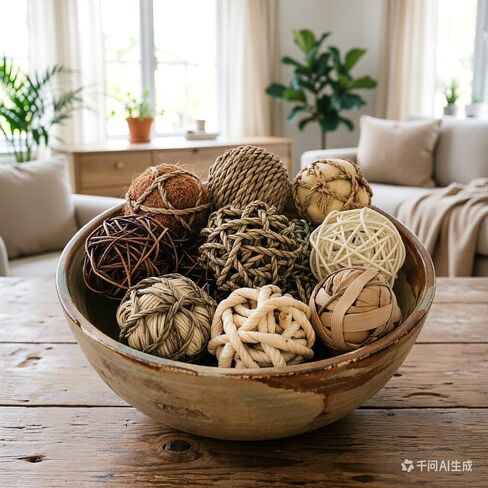 Kesywale 9pcs Rustic Decorative Balls for Centerpiece Bowls Vase Tray Fillers, 2.8 inch Assorted Wicker Rattan Balls Green Moss Orbs Spheres Home Table Decor (A) in Saudi Arabia