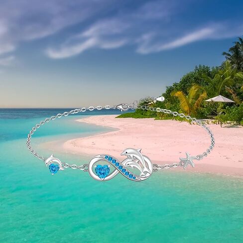 Fenthring Turtle Bracelet for Women Blue Opal Ocean Sea Turtle Bracelet Charms Sterling Silver 925 Crystal Summer Beach Hawaiian Infinity Friendship Tortoise Jewelry Gifts in Saudi Arabia