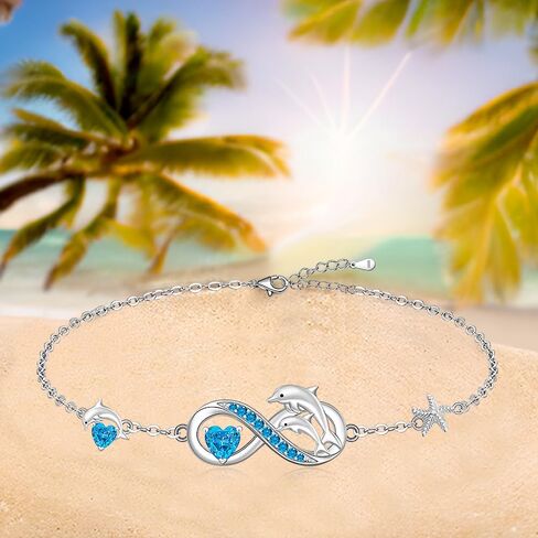 Fenthring Turtle Bracelet for Women Blue Opal Ocean Sea Turtle Bracelet Charms Sterling Silver 925 Crystal Summer Beach Hawaiian Infinity Friendship Tortoise Jewelry Gifts in Saudi Arabia