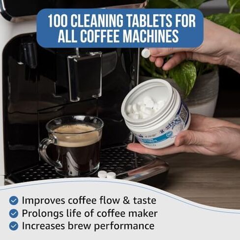 Espresso Cleaning Tablets. 100 x 0.035 oz Coffee Cleaner Tablets. Machine Cleaning Tablets used every 100 cups. Automatic, Superautomatic & Bean to Cup Machine Cleaning Tablets. Use with Descaling in Saudi Arabia
