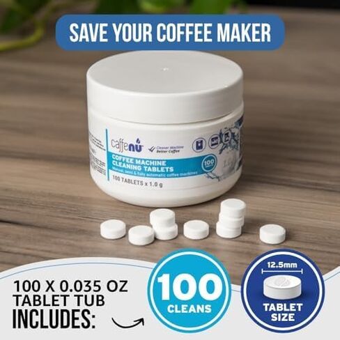 Espresso Cleaning Tablets. 100 x 0.035 oz Coffee Cleaner Tablets. Machine Cleaning Tablets used every 100 cups. Automatic, Superautomatic & Bean to Cup Machine Cleaning Tablets. Use with Descaling in Saudi Arabia