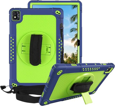 for TCL TABMAX 10.4 Inch Tablet Case,Shockproof 360 Rotating Stand Hand&Shoulder Strap Kids Friendly Case for Nokia T20/Nokia T21/TCL Tab Pro 5G 9198S/VASTKING KingPad M10(Black/Black) in Kuwait