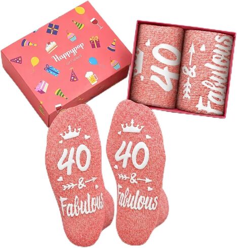 HAPPYPOP 40th Birthday Gifts Women - 40 Year Old Birthday Gifts for Women, 40 Year Old Socks Unique Best Gifts for 40 Birthday Middle Aged Woman Born in 1985 in Saudi Arabia
