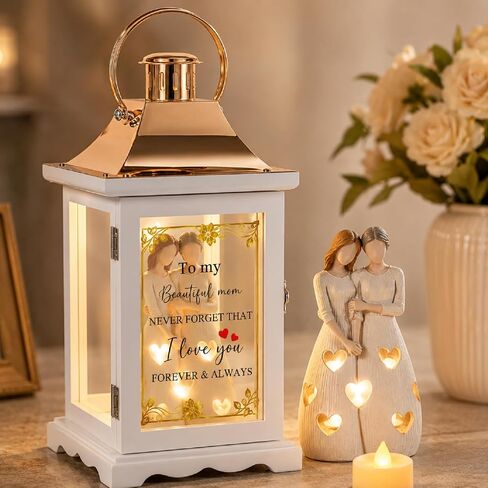 Unique Gifts for Mom from Daughter: Mothers Birthday Gifts Ideas Decorative Lantern Candle Holders Decor with Tealight Mother Daughter Figurines Home Decoration in Saudi Arabia