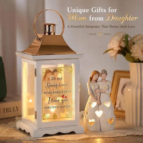 Unique Gifts for Mom from Daughter: Mothers Birthday Gifts Ideas Decorative Lantern Candle Holders Decor with Tealight Mother Daughter Figurines Home Decoration in Saudi Arabia
