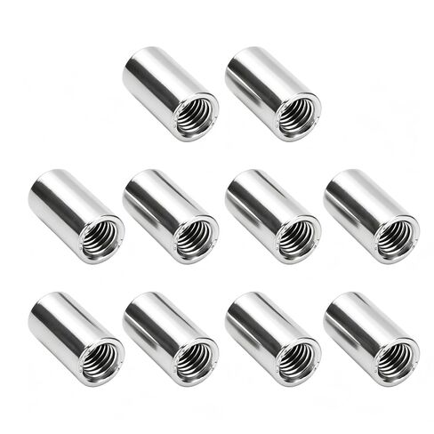 10 Pcs Round Coupling Nut M12 x 1.75 Female Thread 16mm Outer Diameter 40mm Length 304 Stainless Steel Silver Round Rod Coupling Nuts in Saudi Arabia