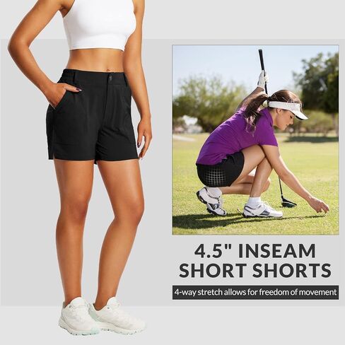 BALEAF Womens 4.5" Camping and Hiking, Outdoor Lifestyle Shorts Quick Dry Rip Stop Lightweight Athletic Shorts Stretch with Chop Pork Pockets Zipper UPF 50+, Large, Khaki in Saudi Arabia