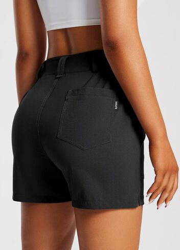 BALEAF Womens 4.5" Camping and Hiking, Outdoor Lifestyle Shorts Quick Dry Rip Stop Lightweight Athletic Shorts Stretch with Chop Pork Pockets Zipper UPF 50+, Large, Khaki in Saudi Arabia
