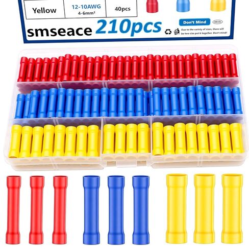 smseace 210 PCS Wire Butt connectors 22-10AWG Butt Splice Connectors Insulated Electrical Butt connectors Straight Wire Terminal Connectors in Saudi Arabia