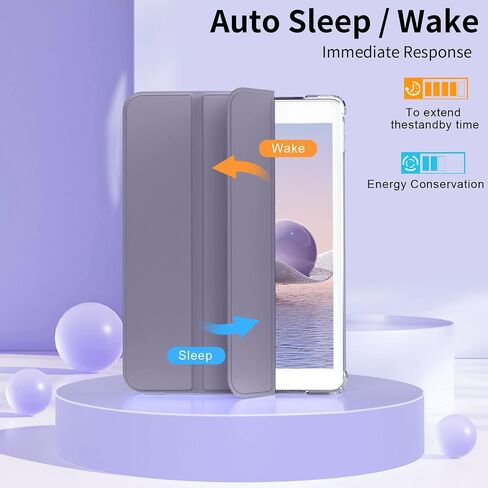 kenke Case for iPad 9th/8th/7th Generation 10.2 Inch with Pencil Holder, Light Weight Trifold Smart Hard Shell Case, Clear Back Cover [Auto Sleep/Wake] for iPad 10.2 2021/2020/2019, Light Green in Saudi Arabia