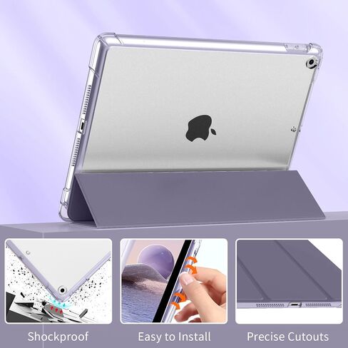 kenke Case for iPad 9th/8th/7th Generation 10.2 Inch with Pencil Holder, Light Weight Trifold Smart Hard Shell Case, Clear Back Cover [Auto Sleep/Wake] for iPad 10.2 2021/2020/2019, Light Green in Saudi Arabia