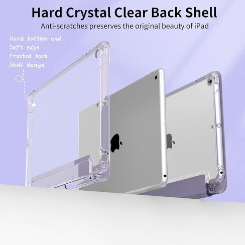 kenke Case for iPad 9th/8th/7th Generation 10.2 Inch with Pencil Holder, Light Weight Trifold Smart Hard Shell Case, Clear Back Cover [Auto Sleep/Wake] for iPad 10.2 2021/2020/2019, Light Green in Saudi Arabia