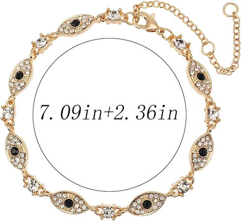 Evil Eye Bracelet for Women Gold Dainty Adjustable Lucky Gold Chain Link Cubic Zirconia Protection Bracelet Mother's Day Evil Eye Everyday Jewelry in Saudi Arabia