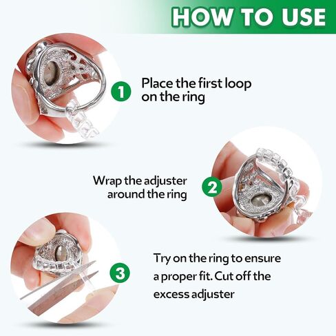 Anpro 15 Pack Ring Size Adjuster - with 3 Sizes Clear Ring Sizer Adjuster for Loose Rings,Spiral Silicone Tightener Set,Invisible Ring Guards(Please See The Below Picture for The Steps) in Saudi Arabia