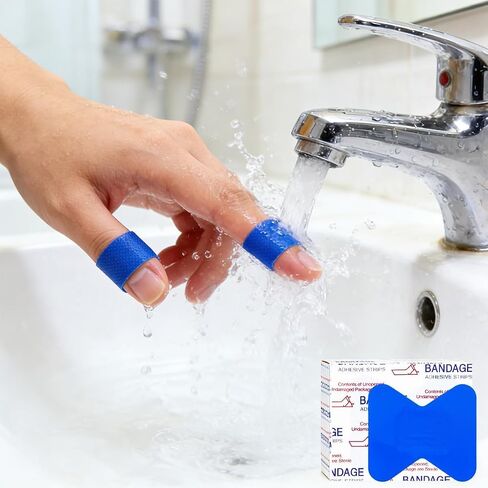 200 Pcs Waterproof Blue Bandaids, 4 Shapes Food Service Blue Detectable Adhesive Flexible Bandages with Quilt-Aid Pad, Breathable Bandaids for Catering Wound Care and Protection in Saudi Arabia