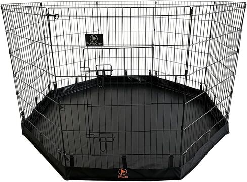PJYuCien 8 Panel 24" W x 36" H Foldable Exercise Metal Pet Playpen with Door, Bottom Pad, Dog Fence/Puppy Pen/Rabbit Yard/Small Animal Kennels, Indoor/Outdoor. in Saudi Arabia