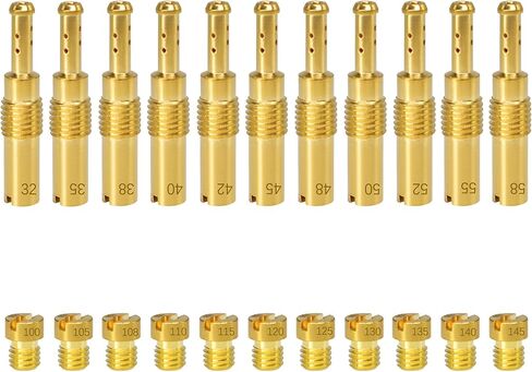22PCS Carburetor Jet Kits, 11pcs Carburetor Main Jet # 100-145 & 11pcs Slow Pilot Jet # 32-58, Compatible with Nibbi Honda Yamaha PWK Keihin CVK PE Carb; Compatible with OKO KOSO Stage-6 in Saudi Arabia