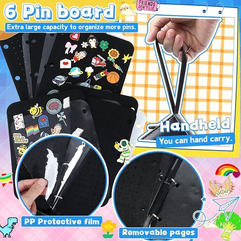 Pin Bag Case for Trading: 6 Page Pink Leather Pins Display Books Holder for Enamel Pins Sports Lapel Collector - Portable Pin Storage Zipper Organizer for Travel Exhibition in Saudi Arabia