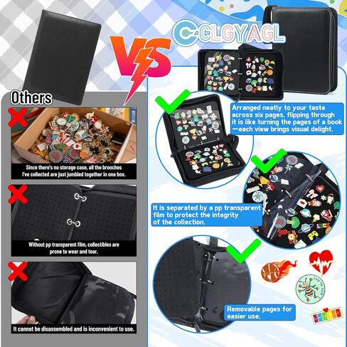 Pin Bag Case for Trading: 6 Page Pink Leather Pins Display Books Holder for Enamel Pins Sports Lapel Collector - Portable Pin Storage Zipper Organizer for Travel Exhibition in Saudi Arabia