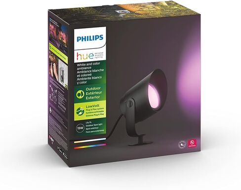 Philips Hue Lily Outdoor Smart LED Spotlight - White & Color Ambiance - Low Voltage Landscape Lighting - 1 Pack - Requires Bridge and Power Supply - Control with App and Voice - Weatherproof in Saudi Arabia