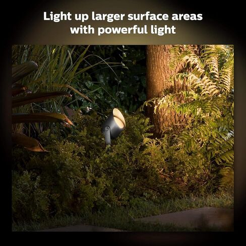 Philips Hue Lily Outdoor Smart LED Spotlight - White & Color Ambiance - Low Voltage Landscape Lighting - 1 Pack - Requires Bridge and Power Supply - Control with App and Voice - Weatherproof in Saudi Arabia