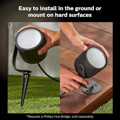 Philips Hue Lily Outdoor Smart LED Spotlight - White & Color Ambiance - Low Voltage Landscape Lighting - 1 Pack - Requires Bridge and Power Supply - Control with App and Voice - Weatherproof in Saudi Arabia