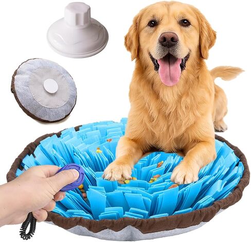 Dog Snuffle Mat - Dog Puzzle Toy for Enrichment, Mental Stimulation, Fighting Boredom - Slow Feeder & Activity Rug - Cute & Bright Flower Design - Adjustable Drawstring, Non-Slip Base in Saudi Arabia