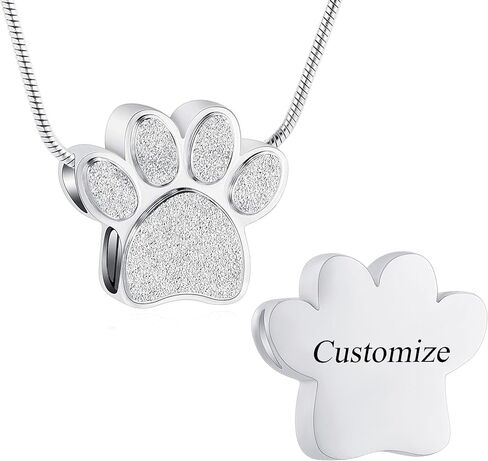 Paw Print Urn Necklace for Ashes Stainless Steel Cremation Keepsake Jewelry for Pet Ashes Memorial Gifts for Man Women in Saudi Arabia