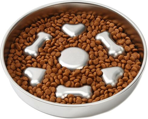 Slow Feeder Dog Bowls Stainless Steel, 2-Cup Medium Large Breed Slow Down Eating Dish, Preventing Choking Metal Dog Pet Bowl in Saudi Arabia