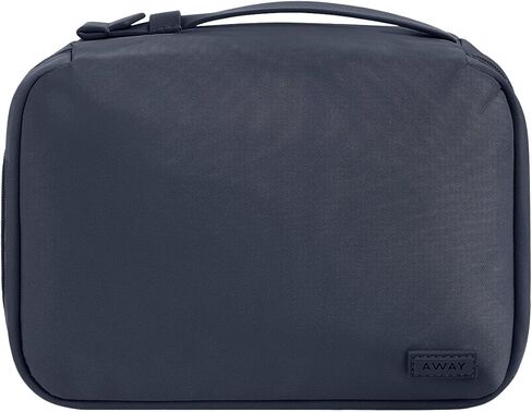 Away Cosmetics Bag, Makeup Bag with Detachable Brush Roll, Waterproof, Clear Zip Pockets, Travel Friendly, Jet Black in Kuwait