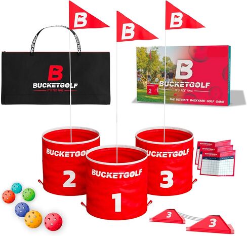 bucketgolf Game 3 Hole Starter Set - New Outdoor Yard Golf Game Levels Family, Adults, Kids, Party, Lawn, Camping, Beach in Saudi Arabia