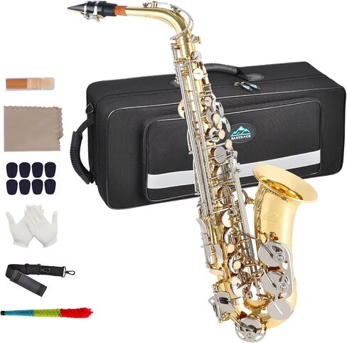 EASTROCK Purple/Golden Alto Saxophone E Flat Sax Full Kit for Students Beginner with Carrying Case,Mouthpiece,Mouthpiece Cushion Pads,Cleaning Cloth&Cleaning Rod,White Gloves,Neck Strap in Saudi Arabia