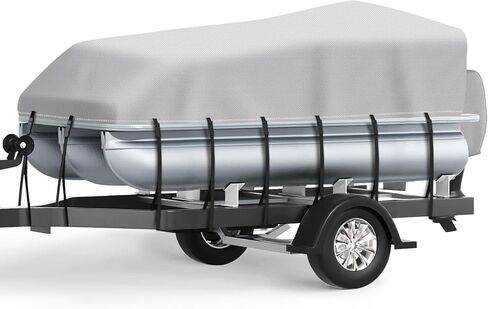 Pontoon Boat Cover, Waterproof 1200D Pontoon Cover with Motor Cover, 21-24 FT Canvas Boat Cover for Pontoon, Gray in Kuwait